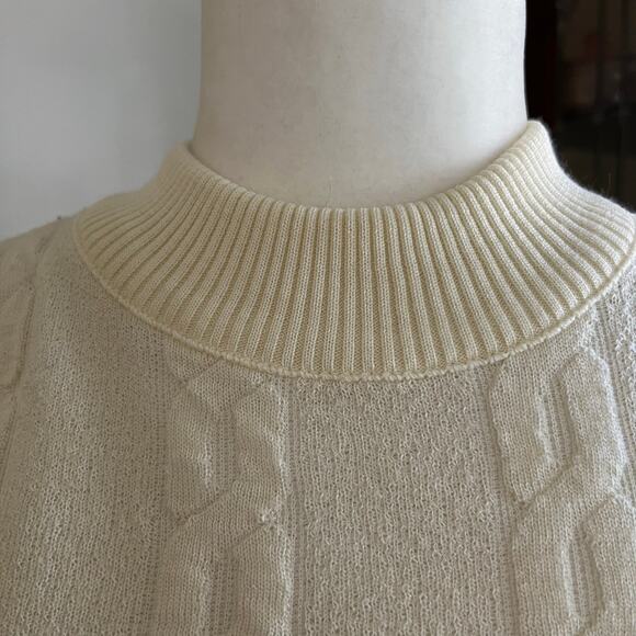 80s/90s Bay Harbour Cream Mock Neck Sweater Zip Back Knit Size M Coastalchic - Picture 11 of 16